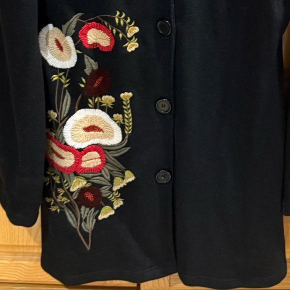Caite Anthropologie Floral Embroidered Knit Jacket Size Medium - Picture 5 of 7